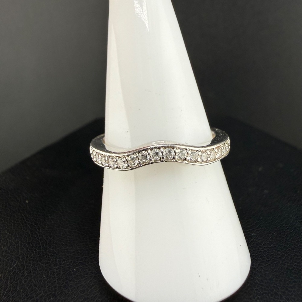 Vintage QVC Epiphany Sterling Silver Band Ring CZ Size 9